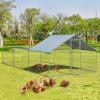 imageGiantex 185ft Large Metal Chicken Coop Walkin Chicken Coops Hen Run House Shade Cage with Waterproof and Sun Protection Cover for Outdoor Backyard Farm Use Poultry Cage 185 x 92 ft FlatHalf Spire