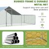 imageGiantex 185ft Large Metal Chicken Coop Walkin Chicken Coops Hen Run House Shade Cage with Waterproof and Sun Protection Cover for Outdoor Backyard Farm Use Poultry Cage 185 x 92 ft FlatHalf Spire