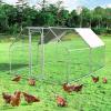 imageGiantex 185ft Large Metal Chicken Coop Walkin Chicken Coops Hen Run House Shade Cage with Waterproof and Sun Protection Cover for Outdoor Backyard Farm Use Poultry Cage 185 x 92 ft FlatFlat