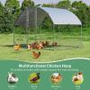 imageGiantex 185ft Large Metal Chicken Coop Walkin Chicken Coops Hen Run House Shade Cage with Waterproof and Sun Protection Cover for Outdoor Backyard Farm Use Poultry Cage 185 x 92 ft FlatDome