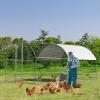 imageGiantex 185ft Large Metal Chicken Coop Walkin Chicken Coops Hen Run House Shade Cage with Waterproof and Sun Protection Cover for Outdoor Backyard Farm Use Poultry Cage 185 x 92 ft FlatDome