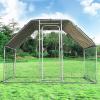 imageGiantex 185ft Large Metal Chicken Coop Walkin Chicken Coops Hen Run House Shade Cage with Waterproof and Sun Protection Cover for Outdoor Backyard Farm Use Poultry Cage 185 x 92 ft FlatFlat