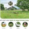 imageGiantex 185ft Large Metal Chicken Coop Walkin Chicken Coops Hen Run House Shade Cage with Waterproof and Sun Protection Cover for Outdoor Backyard Farm Use Poultry Cage 185 x 92 ft FlatHalf Spire