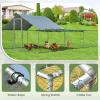 imageGiantex 185ft Large Metal Chicken Coop Walkin Chicken Coops Hen Run House Shade Cage with Waterproof and Sun Protection Cover for Outdoor Backyard Farm Use Poultry Cage 185 x 92 ft FlatHalf Spire