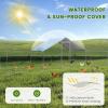 imageGiantex 185ft Large Metal Chicken Coop Walkin Chicken Coops Hen Run House Shade Cage with Waterproof and Sun Protection Cover for Outdoor Backyard Farm Use Poultry Cage 185 x 92 ft FlatHalf Spire