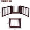 imageGiantex 24 inch Configurable Dog Gate with Door Wooden Dog Gate with Walk Through Door 3 Panels Folding Fence for Stairs Doorways Halls Cherry Brown