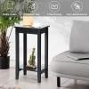 imageGiantex 2Tier End Table Tall Nightstand Simple Design Sofa Bedside Table with Versatile Shelf and Wooden Legs for Small Spaces Living Room Study Bedroom Narrow Telephone Table WhiteBlack