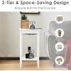imageGiantex 2Tier End Table Tall Nightstand Simple Design Sofa Bedside Table with Versatile Shelf and Wooden Legs for Small Spaces Living Room Study Bedroom Narrow Telephone Table WhiteWhite