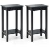 imageGiantex 2Tier End Table Tall Nightstand Simple Design Sofa Bedside Table with Versatile Shelf and Wooden Legs for Small Spaces Living Room Study Bedroom Narrow Telephone Table WhiteBlack