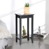 imageGiantex 2Tier End Table Tall Nightstand Simple Design Sofa Bedside Table with Versatile Shelf and Wooden Legs for Small Spaces Living Room Study Bedroom Narrow Telephone Table WhiteBlack