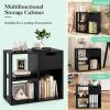 imageGiantex 3 Cube Bookcase with Drawer 2 Tier Bookshelf for Small Spaces Modern Freestanding Display Rack with Open Shelves Book Case Wood Cube Storage Organizer Bedroom Living Room BlackBlack