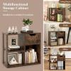 imageGiantex 3 Cube Bookcase with Drawer 2 Tier Bookshelf for Small Spaces Modern Freestanding Display Rack with Open Shelves Book Case Wood Cube Storage Organizer Bedroom Living Room BlackRustic Brown