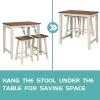 imageGiantex 3 Piece Pub Dining Set Counter Height Pub Table with 2 Saddle Bar Stools Tavern Collection Table Set for Living Room Kitchen Small Space Brown ampamp Milky White