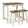 imageGiantex 3 Piece Pub Dining Set Counter Height Pub Table with 2 Saddle Bar Stools Tavern Collection Table Set for Living Room Kitchen Small Space Brown ampamp Milky White