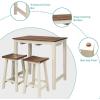 imageGiantex 3 Piece Pub Dining Set Counter Height Pub Table with 2 Saddle Bar Stools Tavern Collection Table Set for Living Room Kitchen Small Space Brown ampamp Milky White