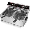 imageGiantex 3400W Commercial Deep Fryer Dual Tank 128QT Stainless Steel Electric Deep Fryer with 2 Baskets Lids and Temperature Control for French Fries Turkey Chicken Restaurant Home Kitchen235Lengthx17Wx115H