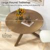 imageGiantex 36quot Round Wood Dining Table Farmhouse Kitchen Table with Intersecting Pedestal Base ampamp Solid Rubber Wood Legs Vintage Coffee Tables for Dinette Small Spaces Restaurant BrownNatural