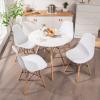 imageGiantex 3Piece Dining Table Set Modern Round 315quot D Dining Table ampamp 2 DSW Chairs WSolid Wood Legs Home Furniture Set for Small Spaces Dining Room Kitchen Restaurant White
