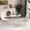imageGiantex 3Piece Dining Table Set Modern Round 315quot D Dining Table ampamp 2 DSW Chairs WSolid Wood Legs Home Furniture Set for Small Spaces Dining Room Kitchen Restaurant White