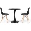 imageGiantex 3Piece Dining Table Set for 2  Kitchen Table Chairs Set with 32 Round Table Dining Chairs Dinette Table Set for Small Spaces Breakfast Nook Table Set Dining Room Table Set BlackWhiteBlack