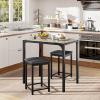 imageGiantex 3Piece Dining Table Set for 2 Bar Table with Counter Height Faux Marble Tabletop Metal Frame 330Lbs Bar Stools Space Saving Dinette Set for Kitchen Pub Small Apartment Living RoomBeige  Black