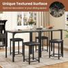 imageGiantex 3Piece Dining Table Set for 2 Bar Table with Counter Height Faux Marble Tabletop Metal Frame 330Lbs Bar Stools Space Saving Dinette Set for Kitchen Pub Small Apartment Living RoomBeige  Black