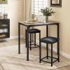 imageGiantex 3Piece Dining Table Set for 2 Bar Table with Counter Height Faux Marble Tabletop Metal Frame 330Lbs Bar Stools Space Saving Dinette Set for Kitchen Pub Small Apartment Living RoomBeige  Black