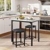 imageGiantex 3Piece Dining Table Set for 2 Bar Table with Counter Height Faux Marble Tabletop Metal Frame 330Lbs Bar Stools Space Saving Dinette Set for Kitchen Pub Small Apartment Living RoomWhite  Black