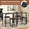 imageGiantex 3Piece Dining Table Set for 2 Bar Table with Counter Height Faux Marble Tabletop Metal Frame 330Lbs Bar Stools Space Saving Dinette Set for Kitchen Pub Small Apartment Living RoomBlack