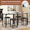 imageGiantex 3Piece Dining Table Set for 2 Bar Table with Counter Height Faux Marble Tabletop Metal Frame 330Lbs Bar Stools Space Saving Dinette Set for Kitchen Pub Small Apartment Living RoomWhite  Black