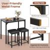imageGiantex 3Piece Dining Table Set for 2 Bar Table with Counter Height Faux Marble Tabletop Metal Frame 330Lbs Bar Stools Space Saving Dinette Set for Kitchen Pub Small Apartment Living RoomBlack