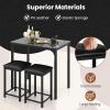 imageGiantex 3Piece Dining Table Set for 2 Bar Table with Counter Height Faux Marble Tabletop Metal Frame 330Lbs Bar Stools Space Saving Dinette Set for Kitchen Pub Small Apartment Living RoomBlack