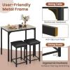 imageGiantex 3Piece Dining Table Set for 2 Bar Table with Counter Height Faux Marble Tabletop Metal Frame 330Lbs Bar Stools Space Saving Dinette Set for Kitchen Pub Small Apartment Living RoomBeige  Black