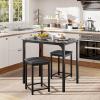 imageGiantex 3Piece Dining Table Set for 2 Bar Table with Counter Height Faux Marble Tabletop Metal Frame 330Lbs Bar Stools Space Saving Dinette Set for Kitchen Pub Small Apartment Living RoomBlack