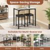 imageGiantex 3Piece Dining Table Set for 2 Bar Table with Counter Height Faux Marble Tabletop Metal Frame 330Lbs Bar Stools Space Saving Dinette Set for Kitchen Pub Small Apartment Living RoomWhite  Black