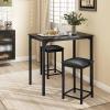 imageGiantex 3Piece Dining Table Set for 2 Bar Table with Counter Height Faux Marble Tabletop Metal Frame 330Lbs Bar Stools Space Saving Dinette Set for Kitchen Pub Small Apartment Living RoomBlack
