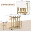 imageGiantex 3Piece Foldable Dining Table Set Extendable Dining Table ampamp 2 Stools Set w 6Bottle Wine Rack Shelves ampamp Side Pushing Handle SpaceSaving Dining Room Kitchen Table Set for Small SpaceWhite  Golden