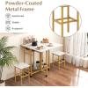 imageGiantex 3Piece Foldable Dining Table Set Extendable Dining Table ampamp 2 Stools Set w 6Bottle Wine Rack Shelves ampamp Side Pushing Handle SpaceSaving Dining Room Kitchen Table Set for Small SpaceWhite  Golden