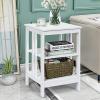 imageGiantex 3Tier Nightstand Modern Side Table with Storage Shelves and Reinforced Bars Versatile Bedside Tables Wooden End Table Night Stand for Bedroom Living Room Easy Assembly WhiteWhite