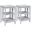 imageGiantex 3Tier Nightstand Modern Side Table with Storage Shelves and Reinforced Bars Versatile Bedside Tables Wooden End Table Night Stand for Bedroom Living Room Easy Assembly WhiteGrey