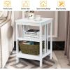 imageGiantex 3Tier Nightstand Modern Side Table with Storage Shelves and Reinforced Bars Versatile Bedside Tables Wooden End Table Night Stand for Bedroom Living Room Easy Assembly WhiteWhite