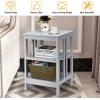 imageGiantex 3Tier Nightstand Modern Side Table with Storage Shelves and Reinforced Bars Versatile Bedside Tables Wooden End Table Night Stand for Bedroom Living Room Easy Assembly WhiteGrey