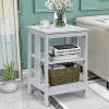 imageGiantex 3Tier Nightstand Modern Side Table with Storage Shelves and Reinforced Bars Versatile Bedside Tables Wooden End Table Night Stand for Bedroom Living Room Easy Assembly WhiteGrey