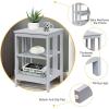 imageGiantex 3Tier Nightstand Modern Side Table with Storage Shelves and Reinforced Bars Versatile Bedside Tables Wooden End Table Night Stand for Bedroom Living Room Easy Assembly WhiteGrey