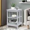imageGiantex 3Tier Nightstand Modern Side Table with Storage Shelves and Reinforced Bars Versatile Bedside Tables Wooden End Table Night Stand for Bedroom Living Room Easy Assembly WhiteGrey