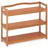 imageGiantex 3Tier Shoe Rack Acacia Wood Shoe Shelf with Side Metal Hooks Holds up 1218 Pairs Shoe Organizer Shoe Storage Wooden Shoe Rack for Entryway3 Tier 29L x105Wx 245H