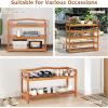 imageGiantex 3Tier Shoe Rack Acacia Wood Shoe Shelf with Side Metal Hooks Holds up 1218 Pairs Shoe Organizer Shoe Storage Wooden Shoe Rack for Entryway3 Tier 29L x105Wx 245H