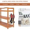 imageGiantex 3Tier Shoe Rack Acacia Wood Shoe Shelf with Side Metal Hooks Holds up 1218 Pairs Shoe Organizer Shoe Storage Wooden Shoe Rack for Entryway3 Tier 29L x105Wx 245H