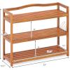 imageGiantex 3Tier Shoe Rack Acacia Wood Shoe Shelf with Side Metal Hooks Holds up 1218 Pairs Shoe Organizer Shoe Storage Wooden Shoe Rack for Entryway3 Tier 29L x105Wx 245H