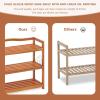 imageGiantex 3Tier Shoe Rack Acacia Wood Shoe Shelf with Side Metal Hooks Holds up 1218 Pairs Shoe Organizer Shoe Storage Wooden Shoe Rack for Entryway3 Tier 29L x105Wx 245H